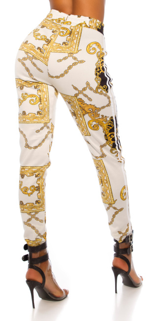 thermo Pants with chain pattern White